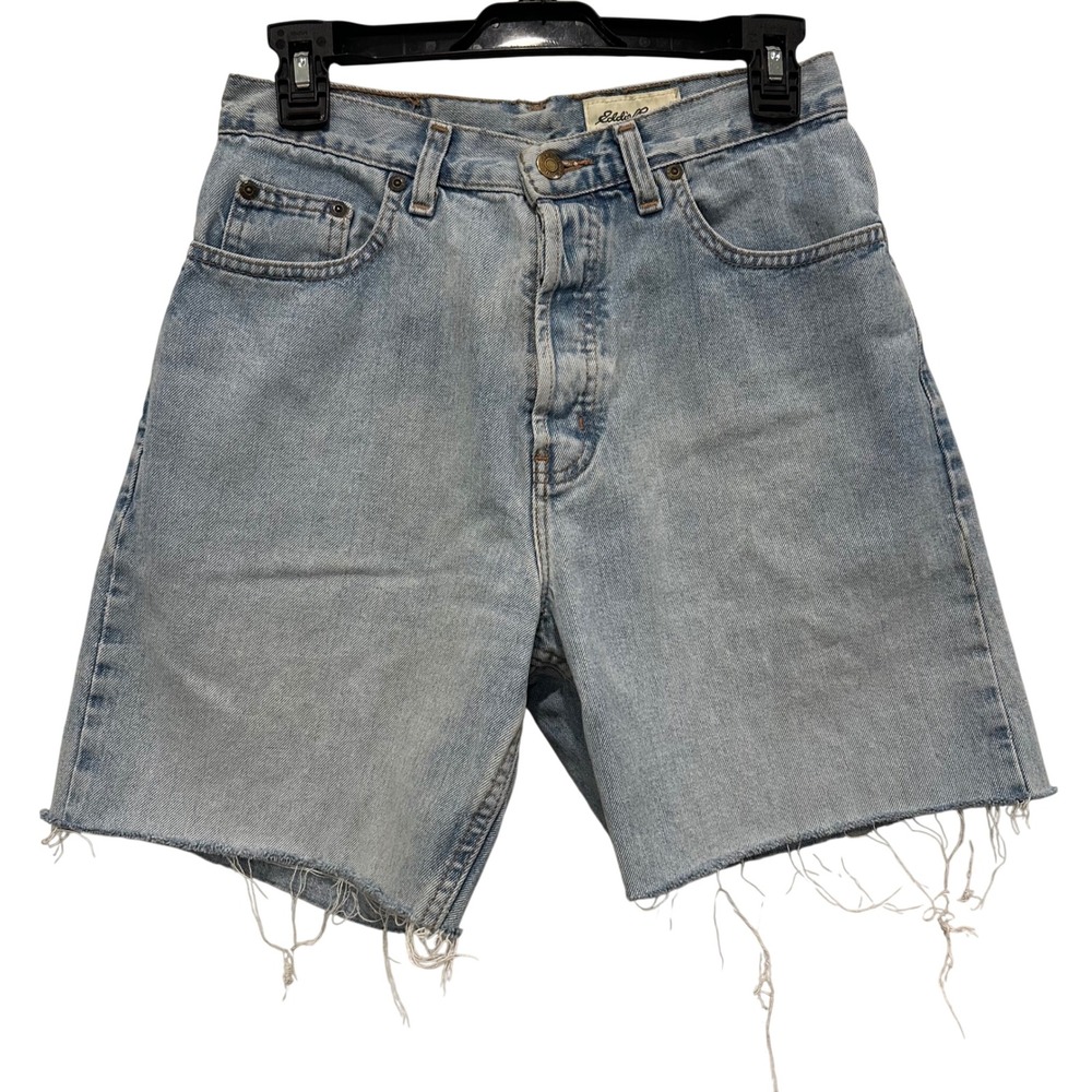 Vintage Eddie Bauer Womens Light Wash Denim Cutoff Shorts Button Fly Size 8